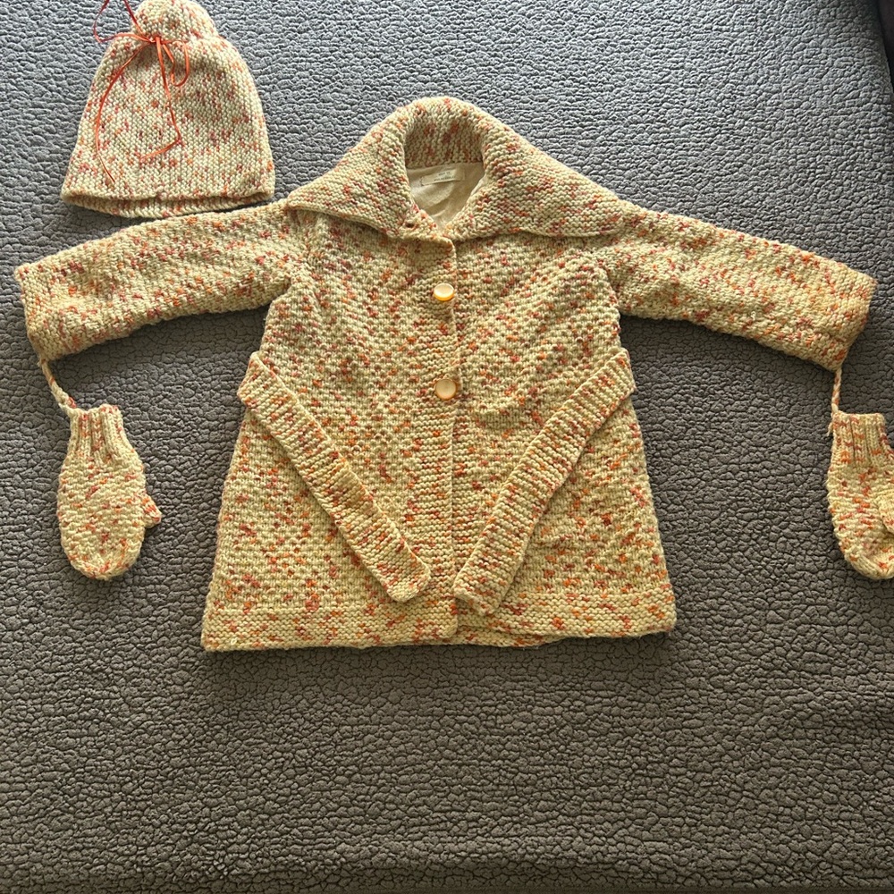 Cozy Knit Sweater Set with Hat and Mittens